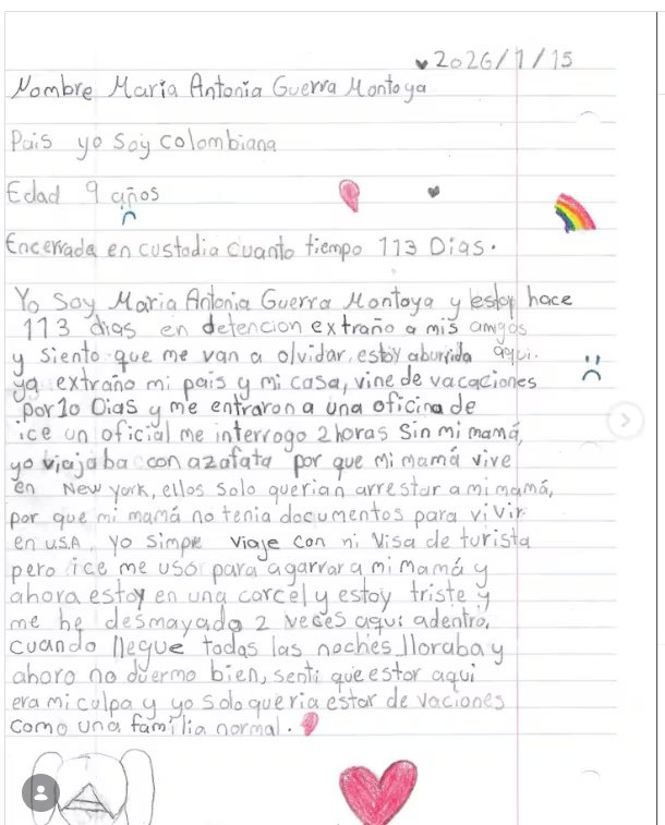 La niña de nueve años afirma que se ha desmayado dos veces desde que está detenida - crédito @rafaelbellotv/Instagram
