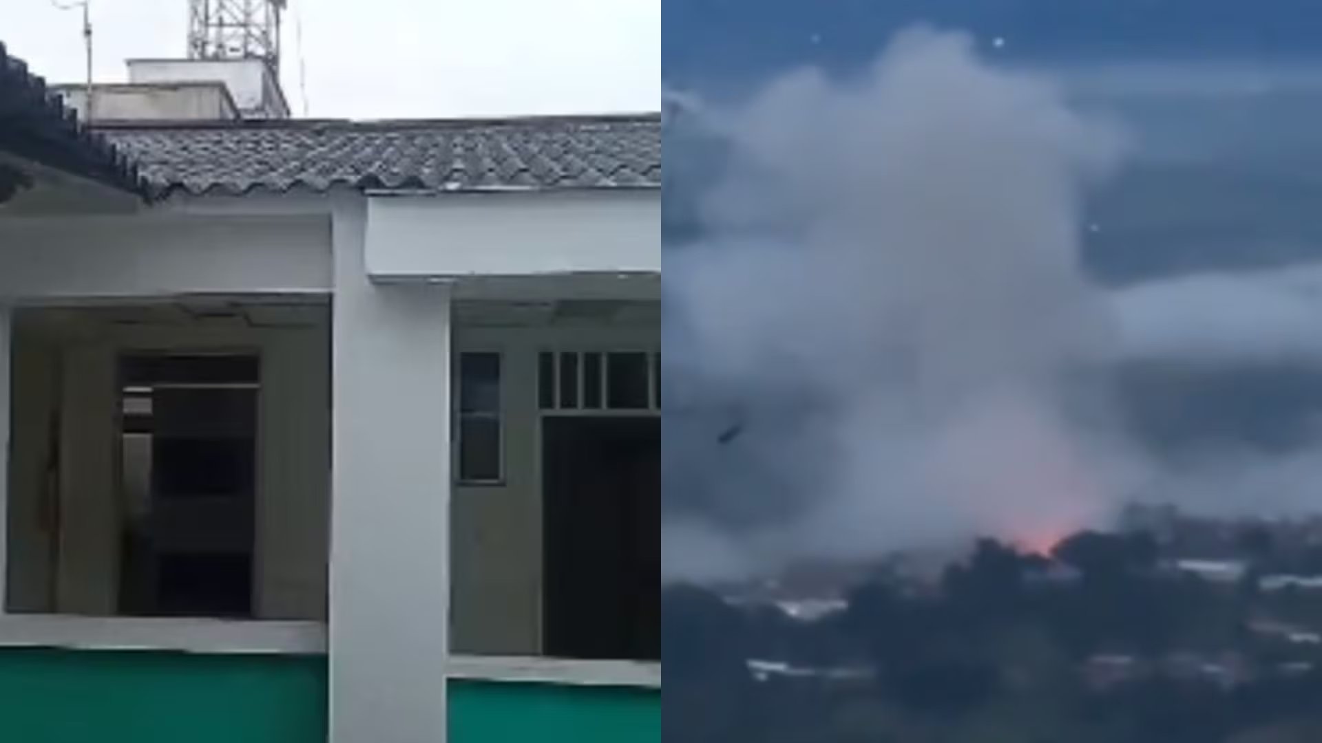 Un ataque armado con drones y fusiles contra la subestación de Policía en El Queremal, Valle del Cauca, generó temor y daños materiales sin dejar heridos - crédito composición fotográfica @juanpabloroj / X