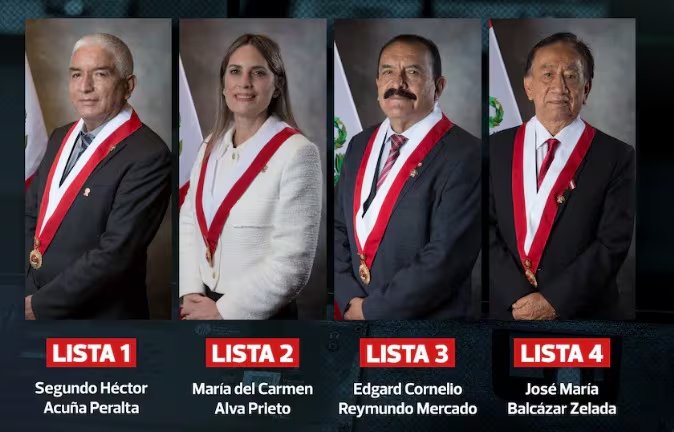 Los cuatro candidatos perfilados para la presidencia interina del Congreso de Perú. Foto: difusión