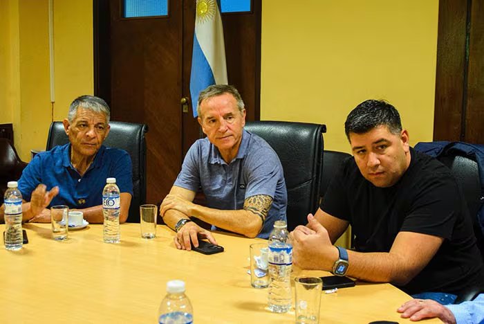 Los cotitulares de la CGT Jorge Sola, Octavio Argüello y Cristian Jerónimo