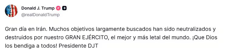 El comunicado de Trump vía Truth