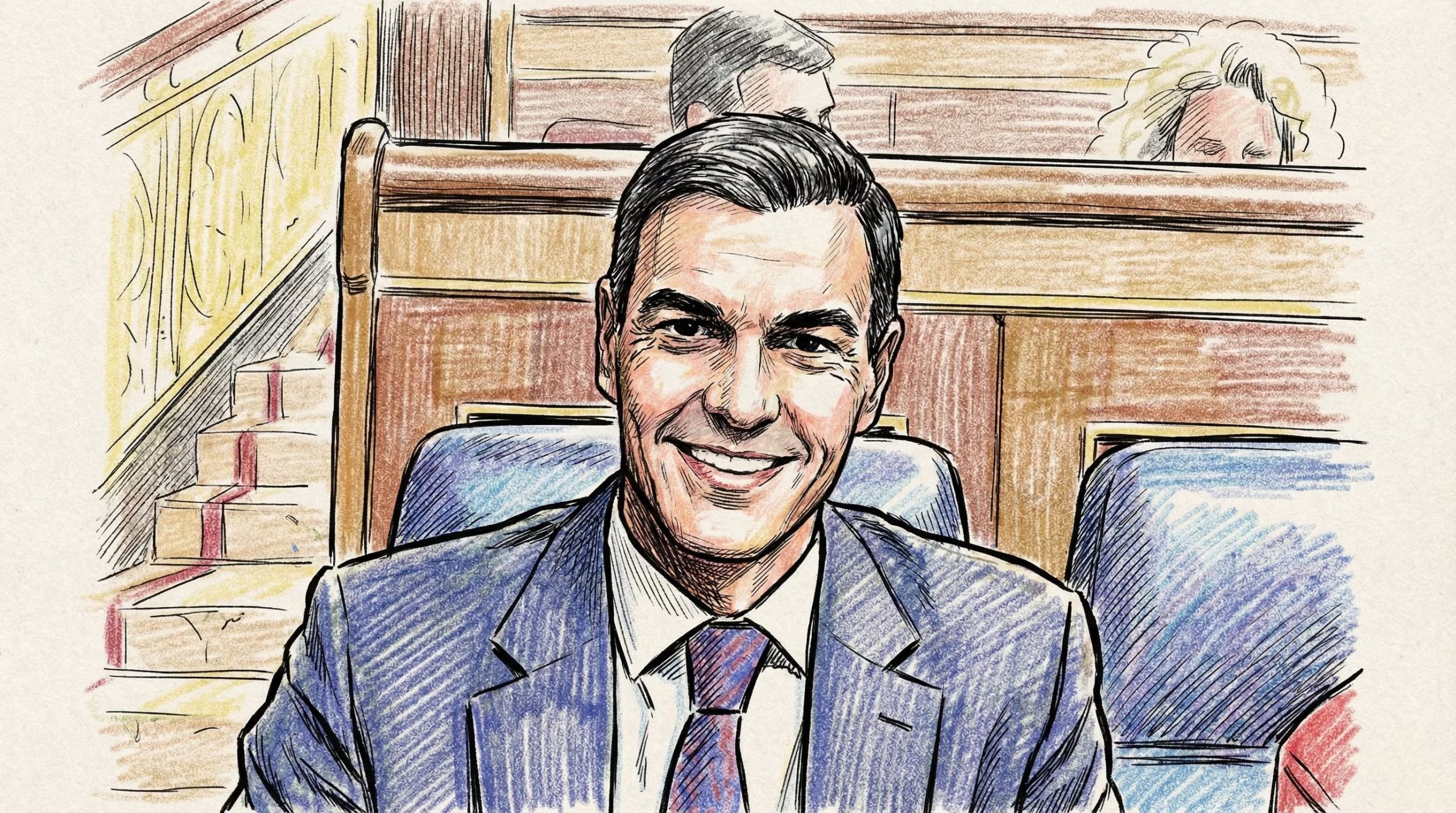 Pedro Sánchez, presidente del Gobierno español, sonríe durante una sesión en el Congreso de los Diputados en esta ilustración. (Imagen Ilustrativa Infobae)