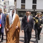 El príncipe heredero de Abu Dabi es recibido por el presidente Daniel Noboa en el Palacio de Carondelet