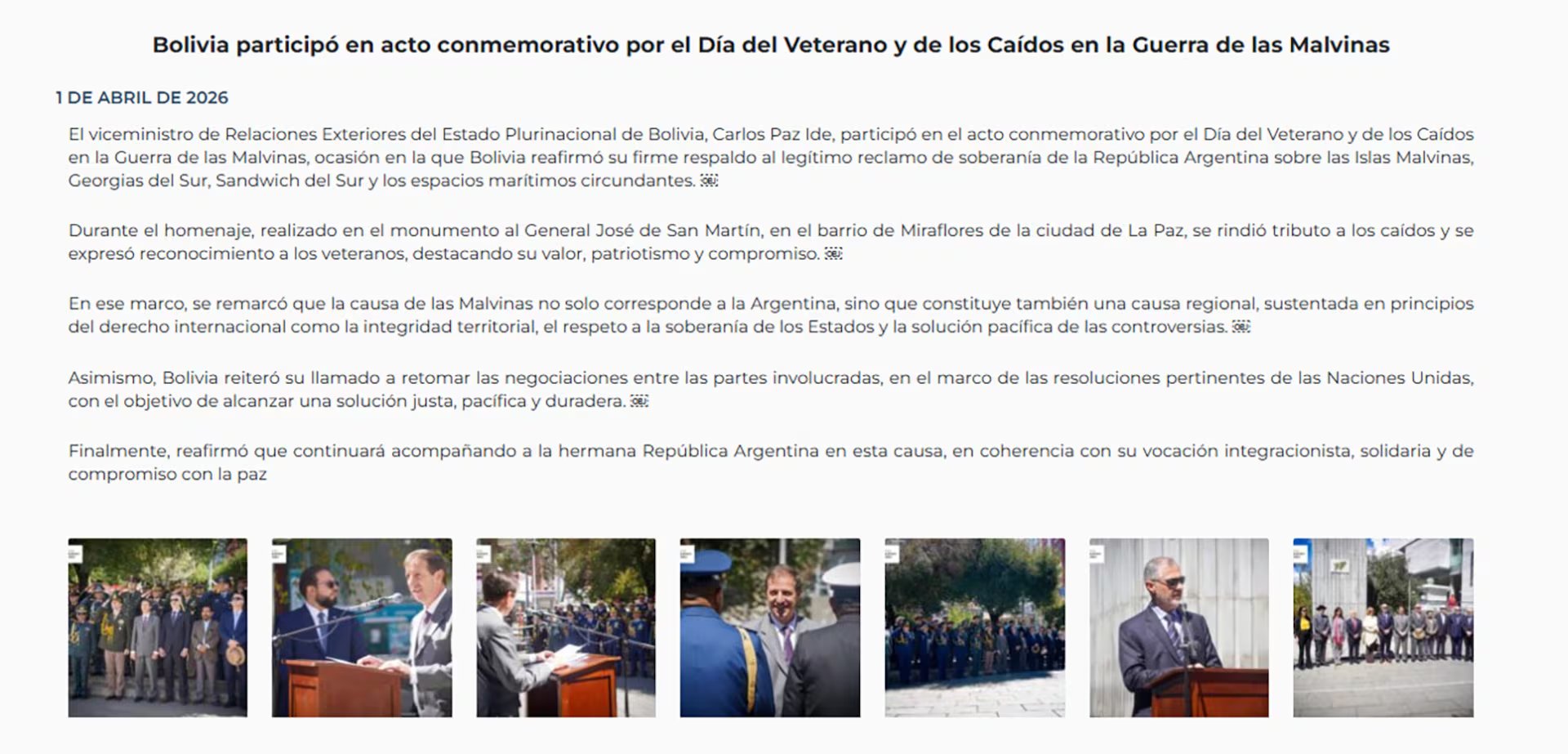 El posteo de la Cancillería de Bolivia que originó el conflicto diplomático con Reino Unido: 