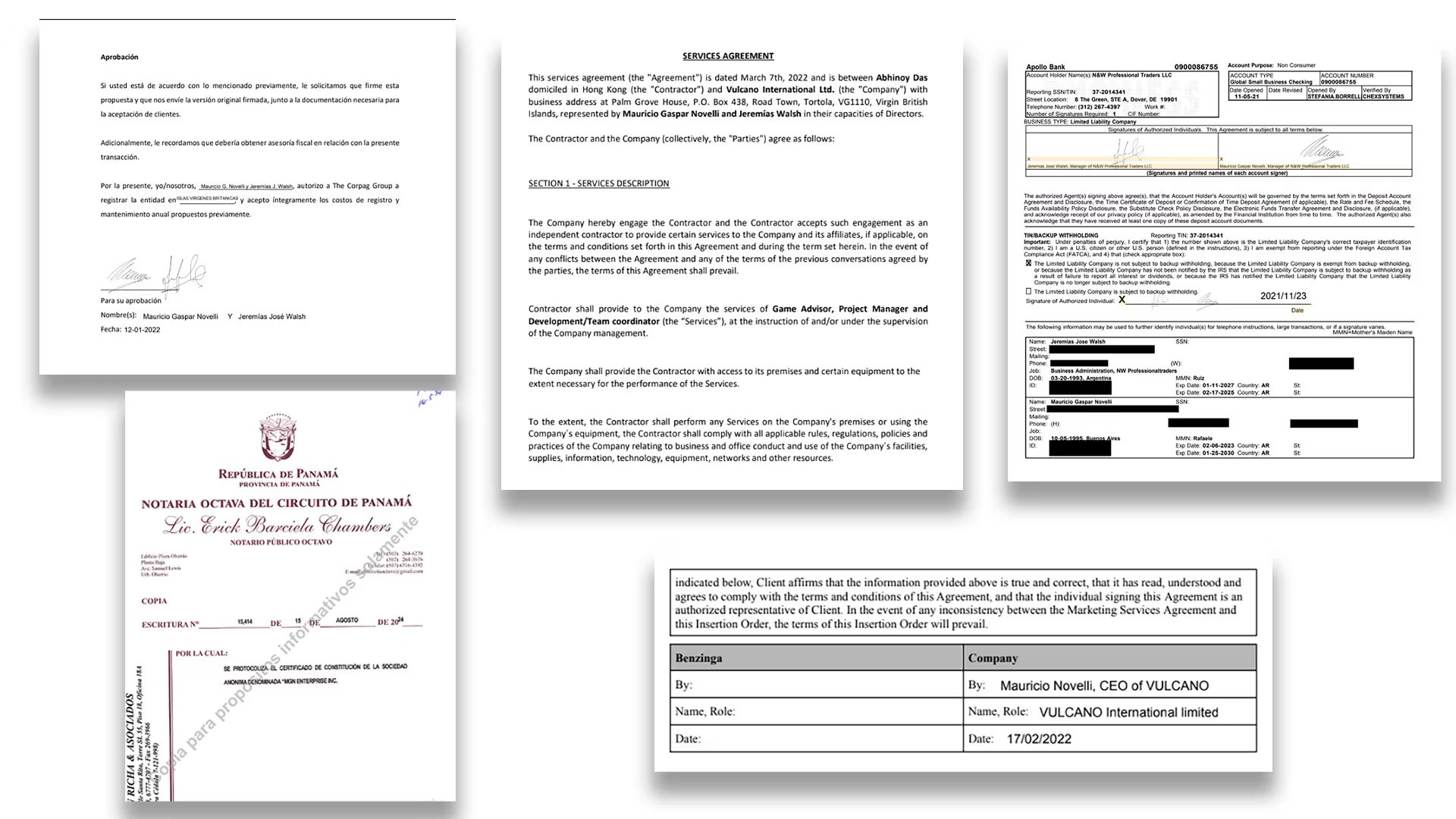 Documentos extraídos del celular de Novelli que fueron incorporados a la investigación judicial