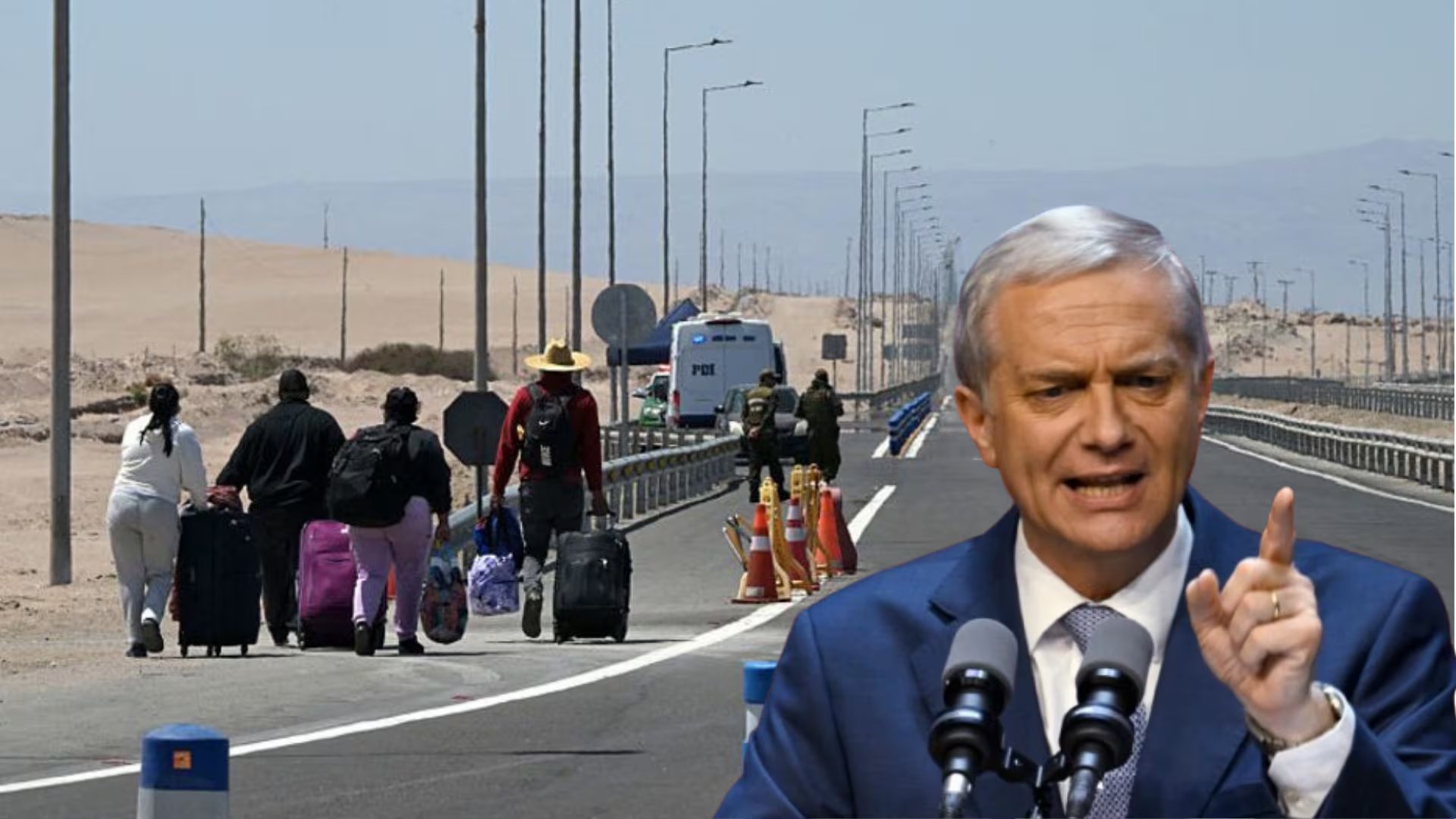 Chile moviliza al Ejército y maquinaria pesada para reforzar control migratorio en la frontera norte. (Foto composición: Infobae Perú/Difusión/AFP)