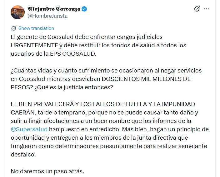 La defensa del presidente Gustavo Petro rechazó la orden de rectificación en el caso Coosalud y anunció que no modificará su posición - crédito @HombreJurista/X