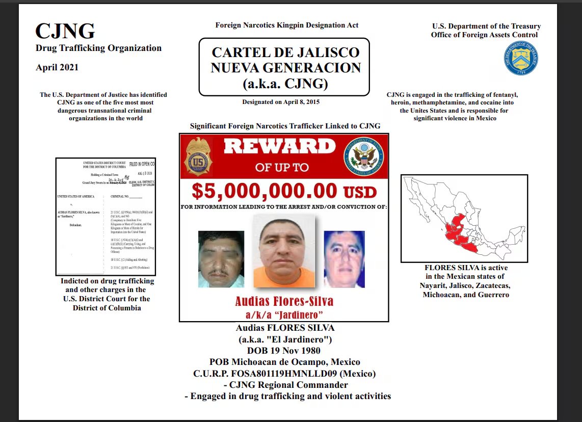 El Jardinero, uno de los pilares del CJNG. (Departamento del Tesoro)