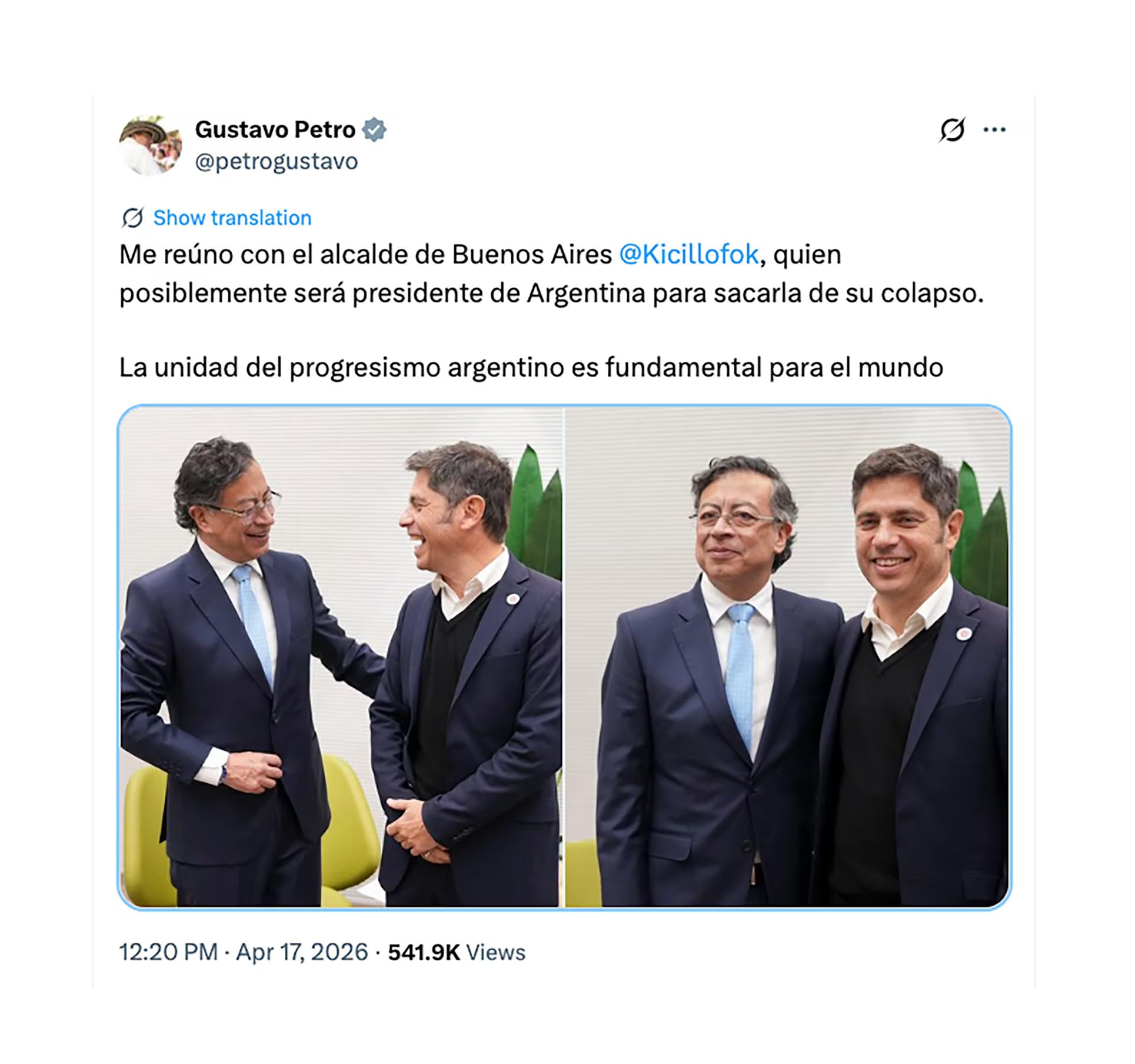 Petro pidió por la unidad del progresismo para enfrentar a Milei 