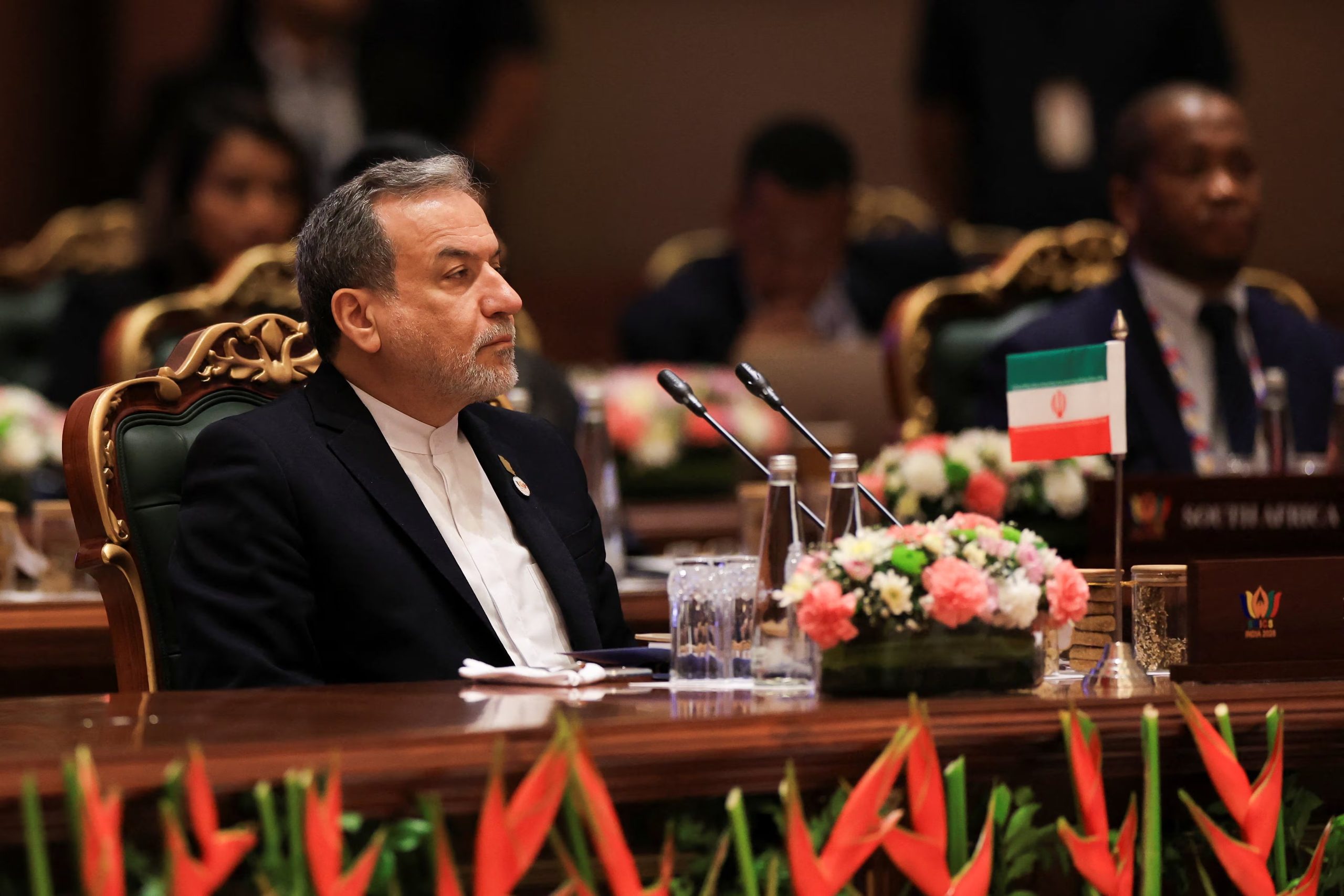 El ministro de Asuntos Exteriores de Irán, Abbas Araghchi, asiste a la reunión de ministros de Asuntos Exteriores de los BRICS en Bharat Mandapam, Nueva Delhi, India, el 14 de mayo de 2026 (REUTERS/Adnan Abidi)