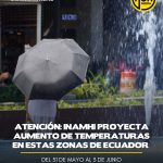 Atención: Inamhi proyecta aumento de temperaturas en estas zonas de Ecuador del 31 de mayo al 3 de junio