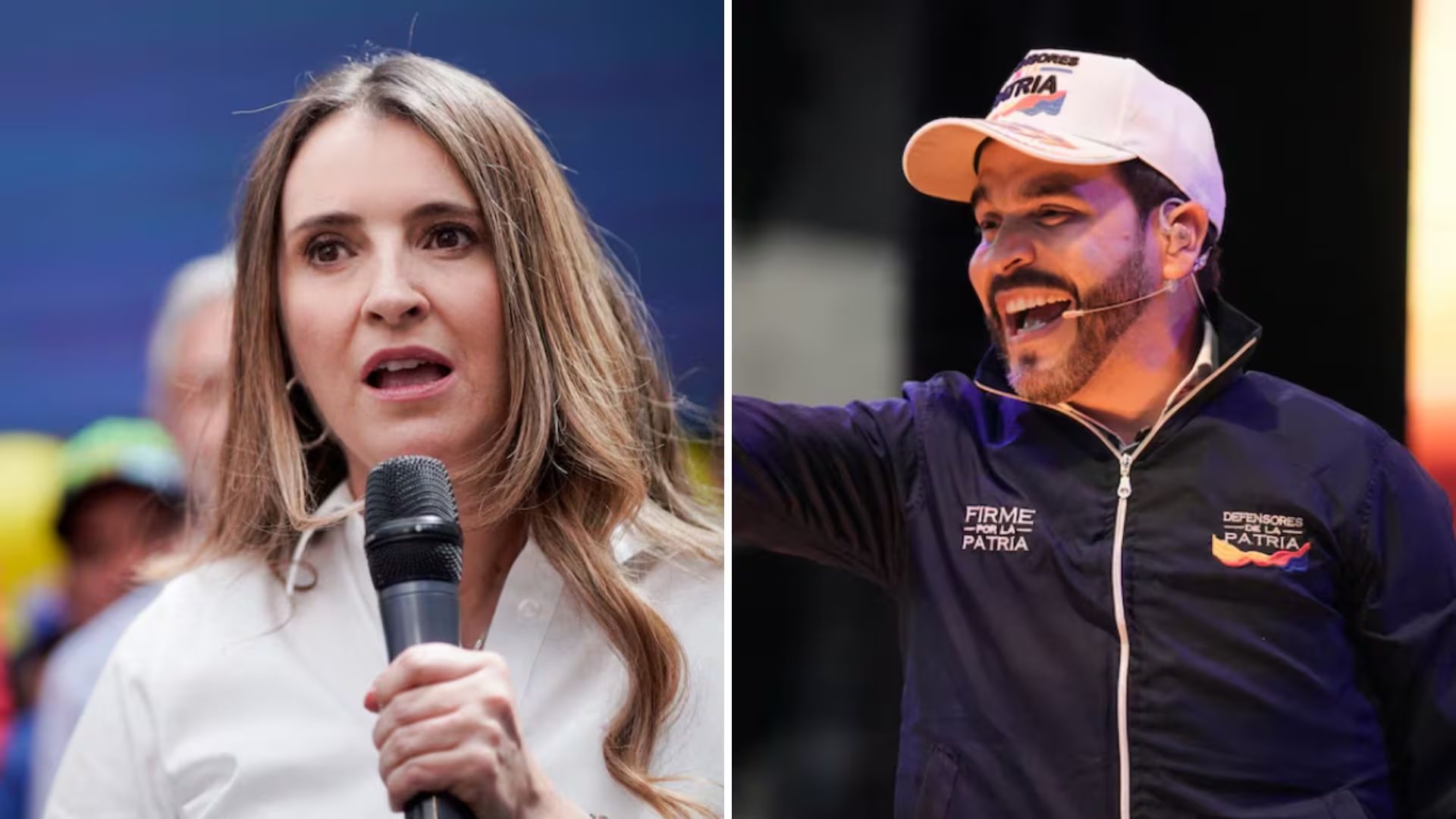 Paloma Valencia es la candidata presidencial del Centro Democrático, mientras Abelardo de la Espriella representa al partido Salvación Nacional - crédito Sergio Acero/REUTERS - Nathalia Angarita/REUTERS