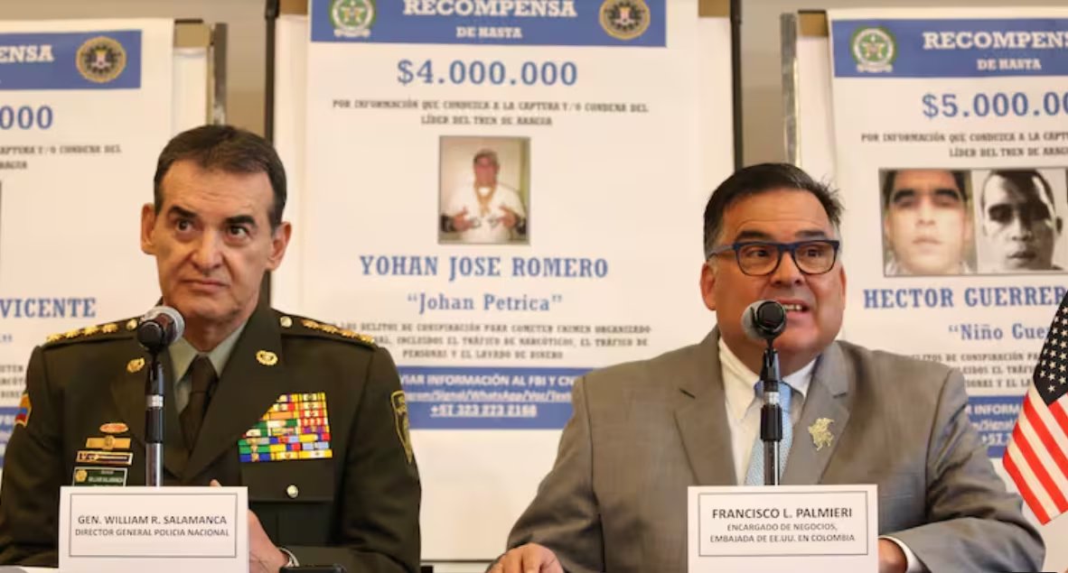 Las autoridades colombianas y estadounidenses anunciaron a mediados de 2024 las millonarias recompensar por los tres cabecillas del Tren de Aragua, cuyos valores se aumentaron en 2025 - crédito Policía Nacional