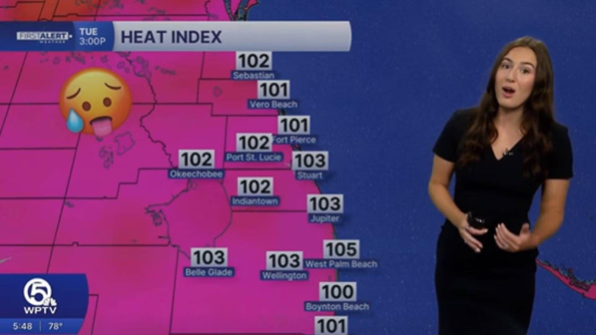 Las noches con alta humedad en el sur de Florida no ofrecen alivio térmico y sostienen el riesgo de calor extremo durante varios días (WPTV)
