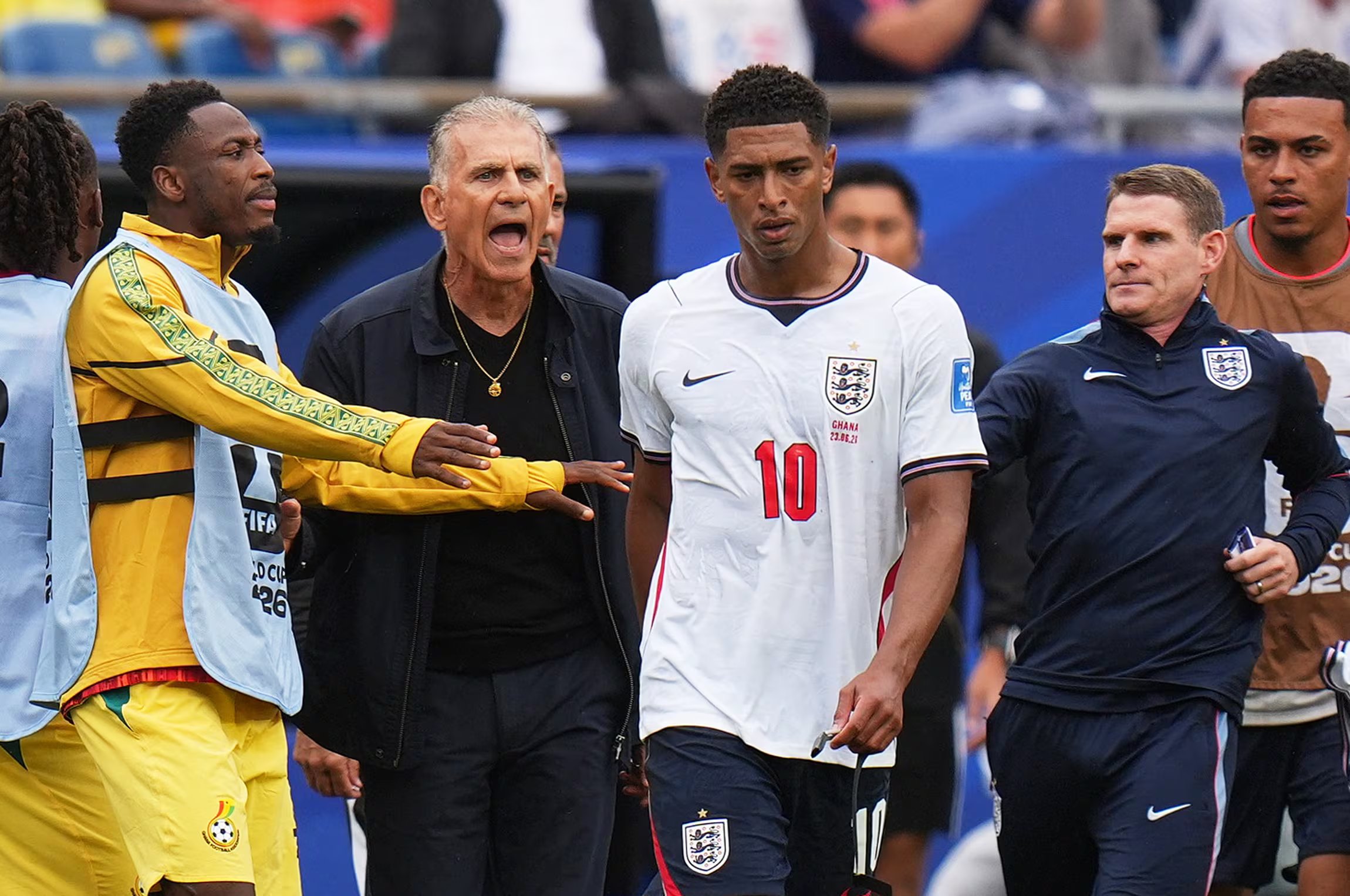 Carlos Queiroz expresa su malestar por la falta de intervención del VAR durante el Inglaterra-Ghana-crédito IMAGN IMAGES via Reuters/David Butler Ii