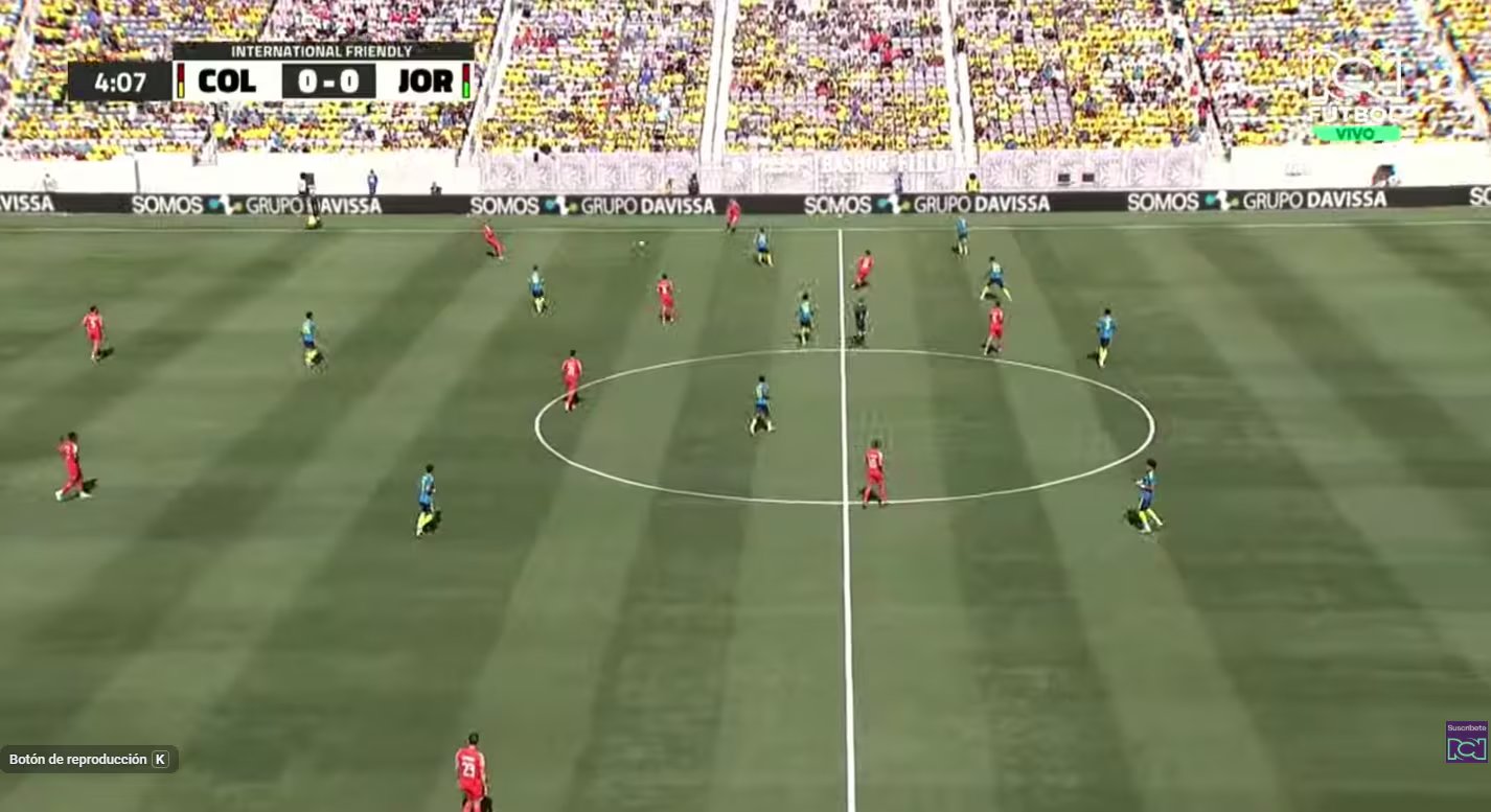 Radiografía de cómo se ajusta el partido entre colombianos y jordanos a la altura de cuatro minutos - crédito RCN Televisión