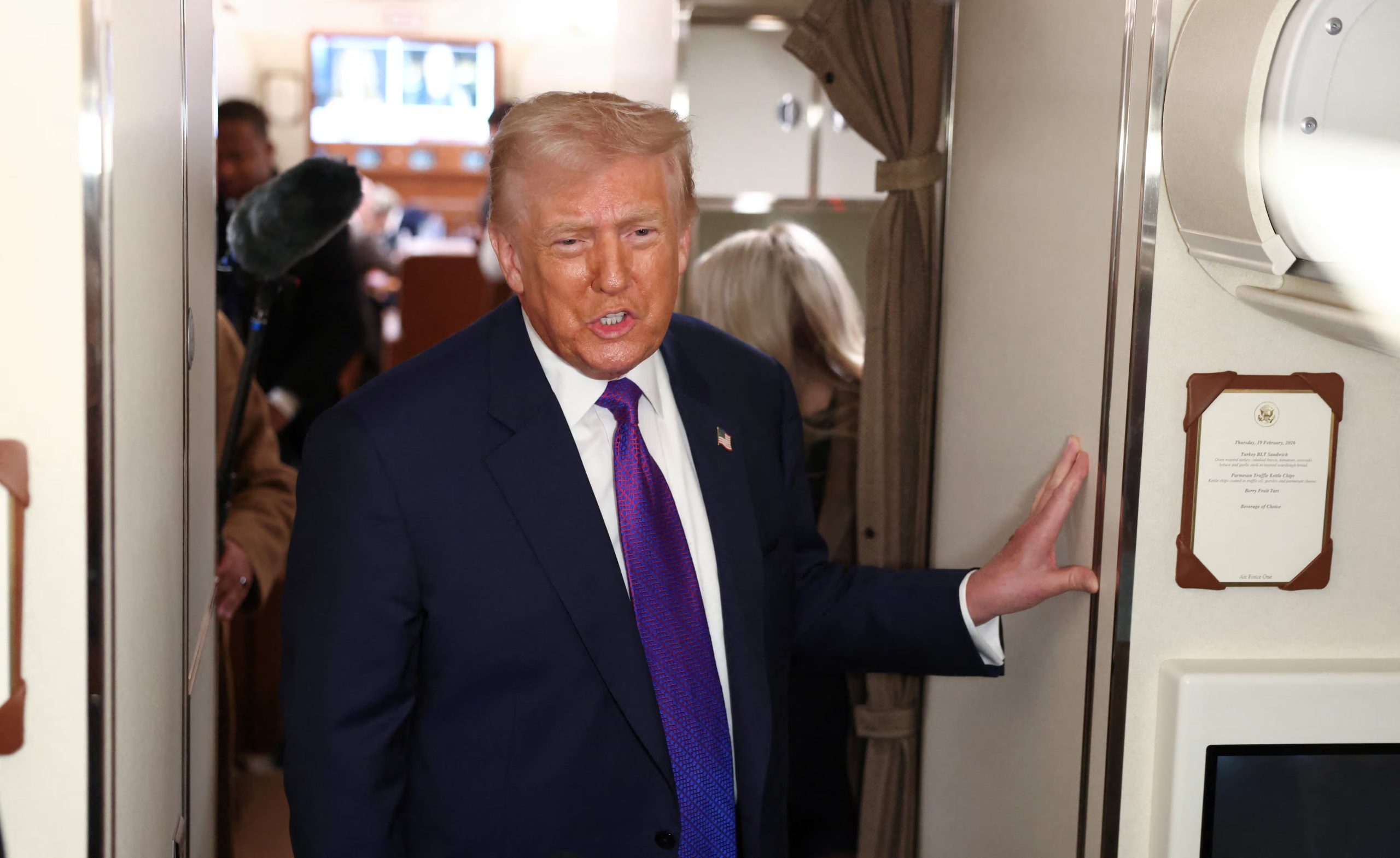 El mandatario hizo estas declaraciones durante una ceremonia de presentación del nuevo Air Force One, 2026. REUTERS/Kevin Lamarque