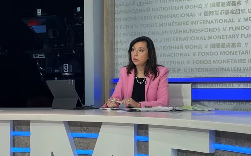 La portavoz del Fondo Monetario Internacional, Julie Kozack, habla con los periodistas en la sede del FMI, en Washington (REUTERS/Andrea Shalal/Archivo)