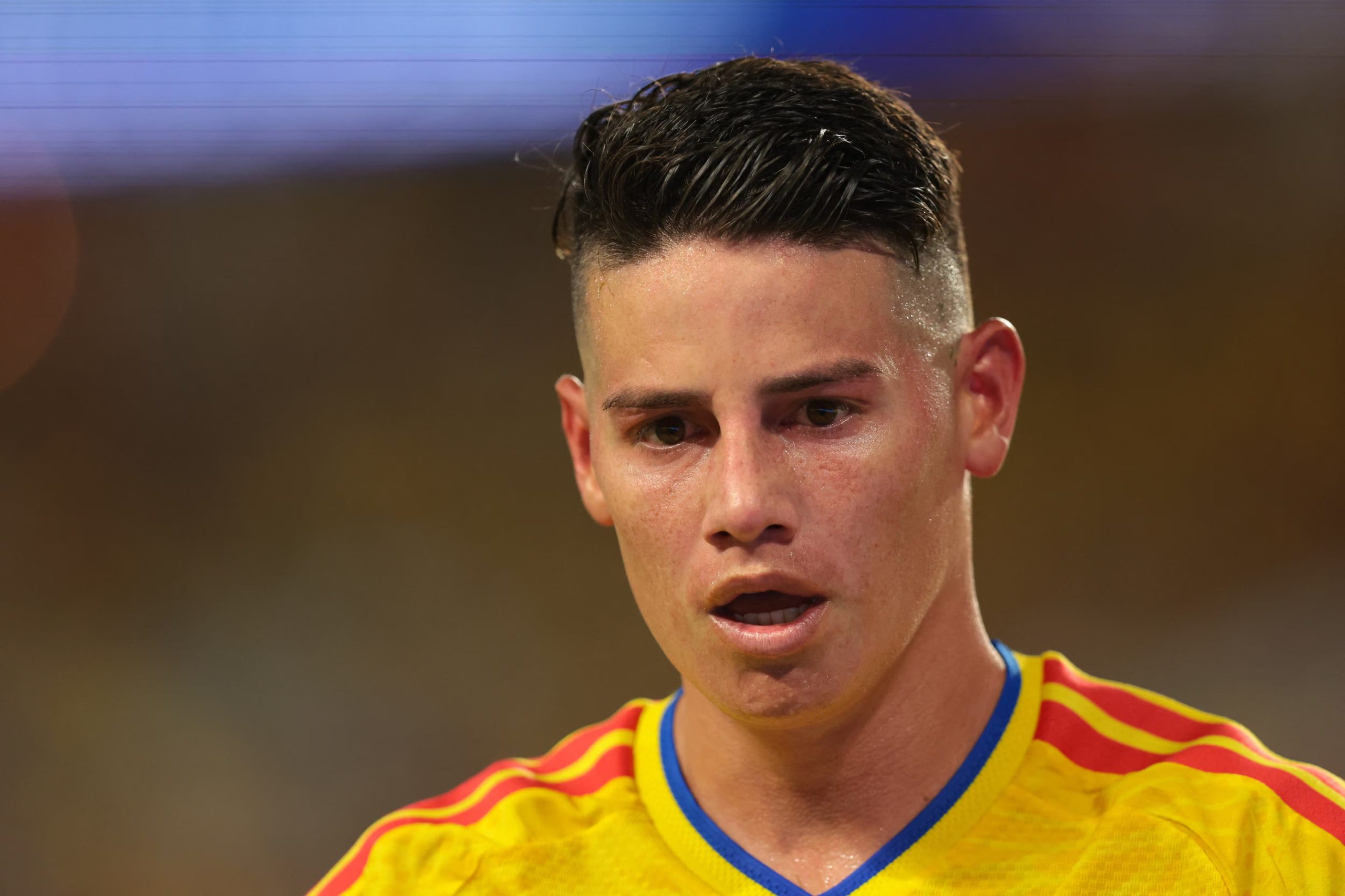 Soccer Football - FIFA World Cup 2026 - Group K - Colombia v Portugal - Miami Stadium, Miami Gardens, Florida, U.S. - June 27, 2026 Colombia's James Rodriguez reacts IMAGN IMAGES via Reuters/Sam Navarro