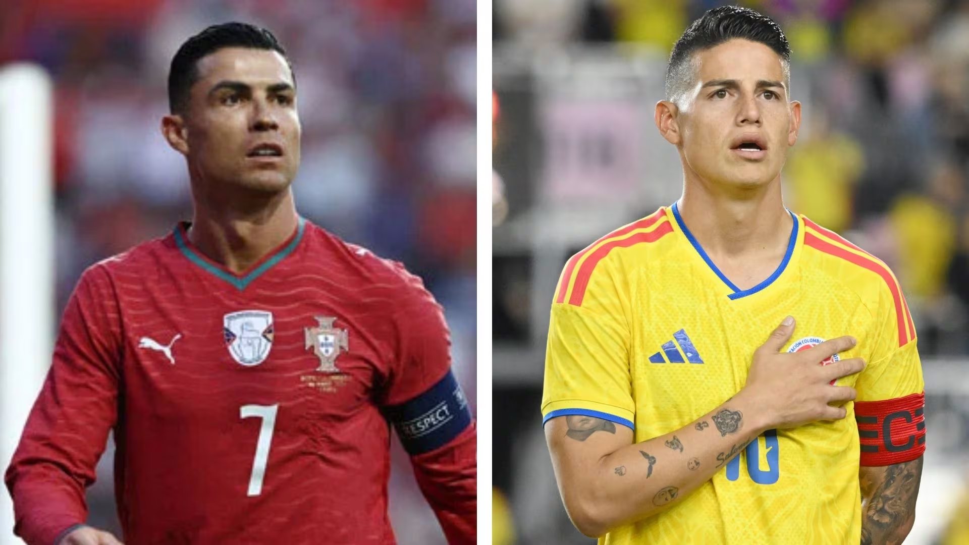 Cristiano Ronaldo es el capitán de la Selección de Portugal, James Rodríguez lo es de la de Colombia, equipos que se enfrentarán en la tercera jornada de la fase de grupos