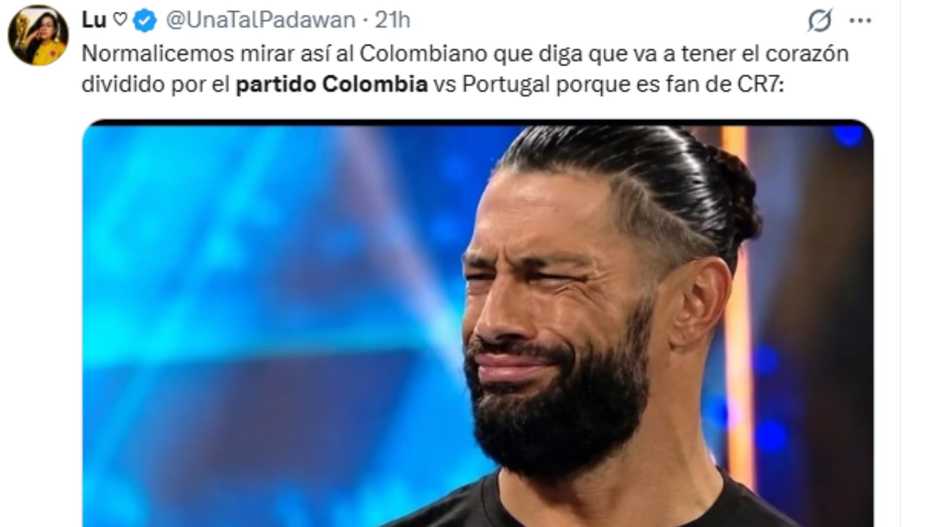 Memes tras partido Colombia-Portugal - crédito @UnaTalPadawan/X