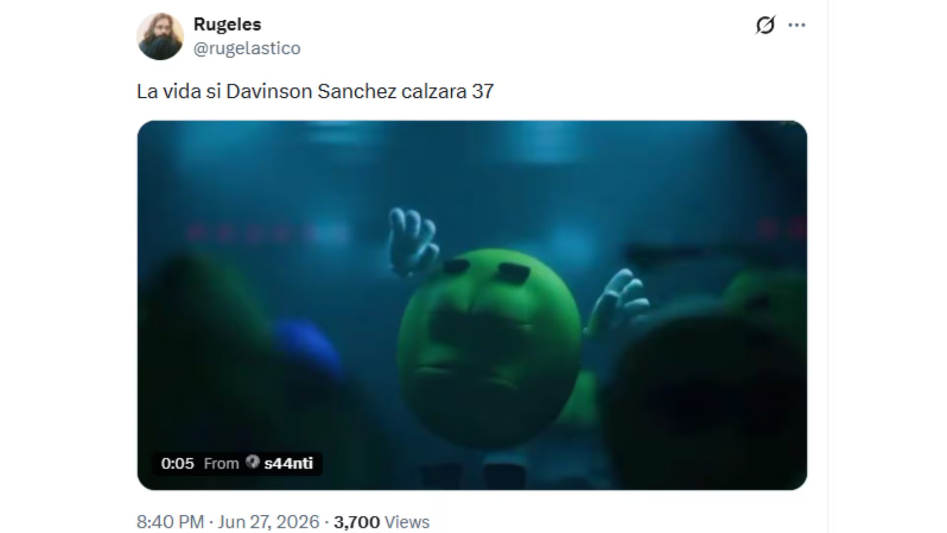 Memes tras la anulación del gol de Dávinson Sánchez - crédito @rugelastico/X