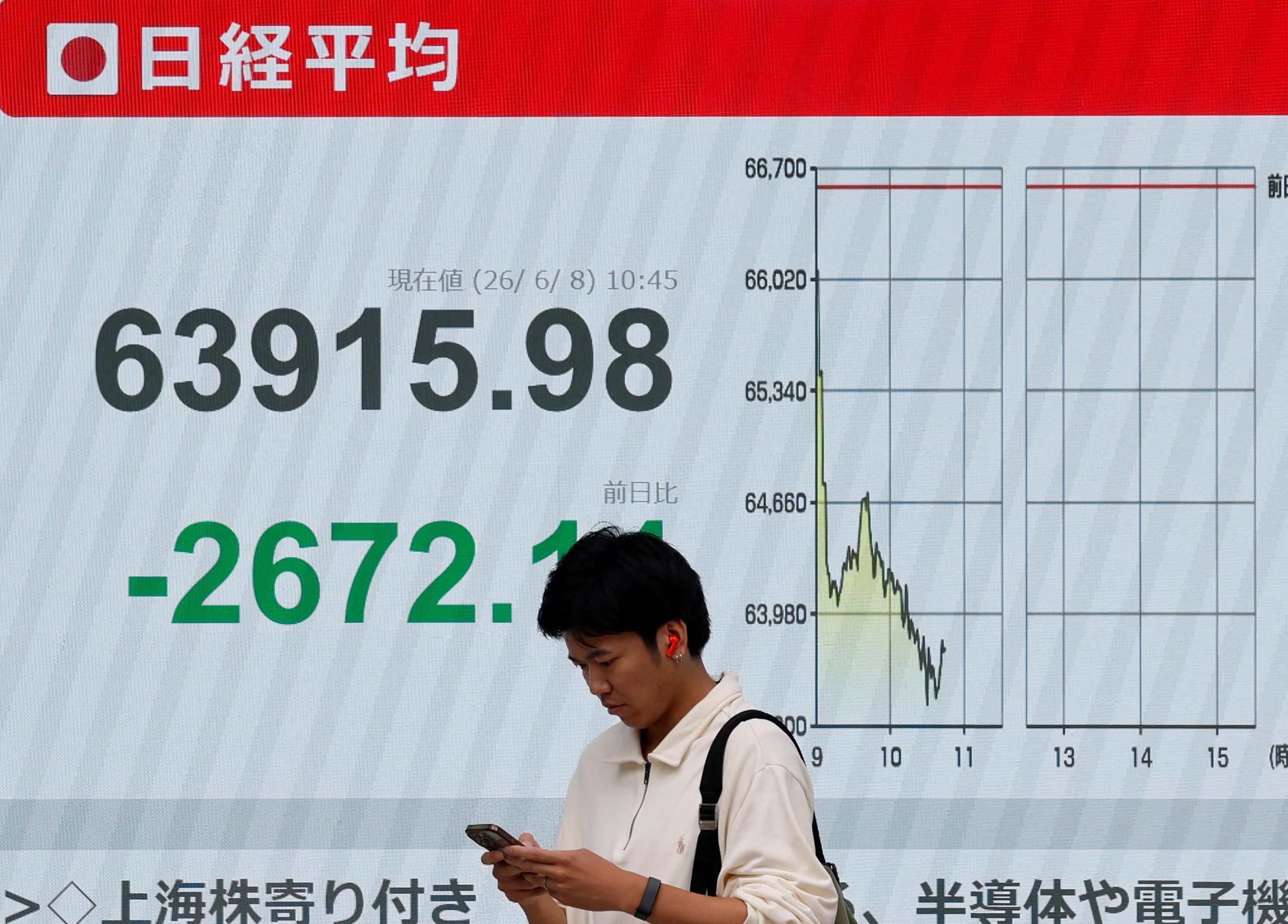 El índice Nikkei 225 de Tokio cayó un 1,5% (REUTERS)