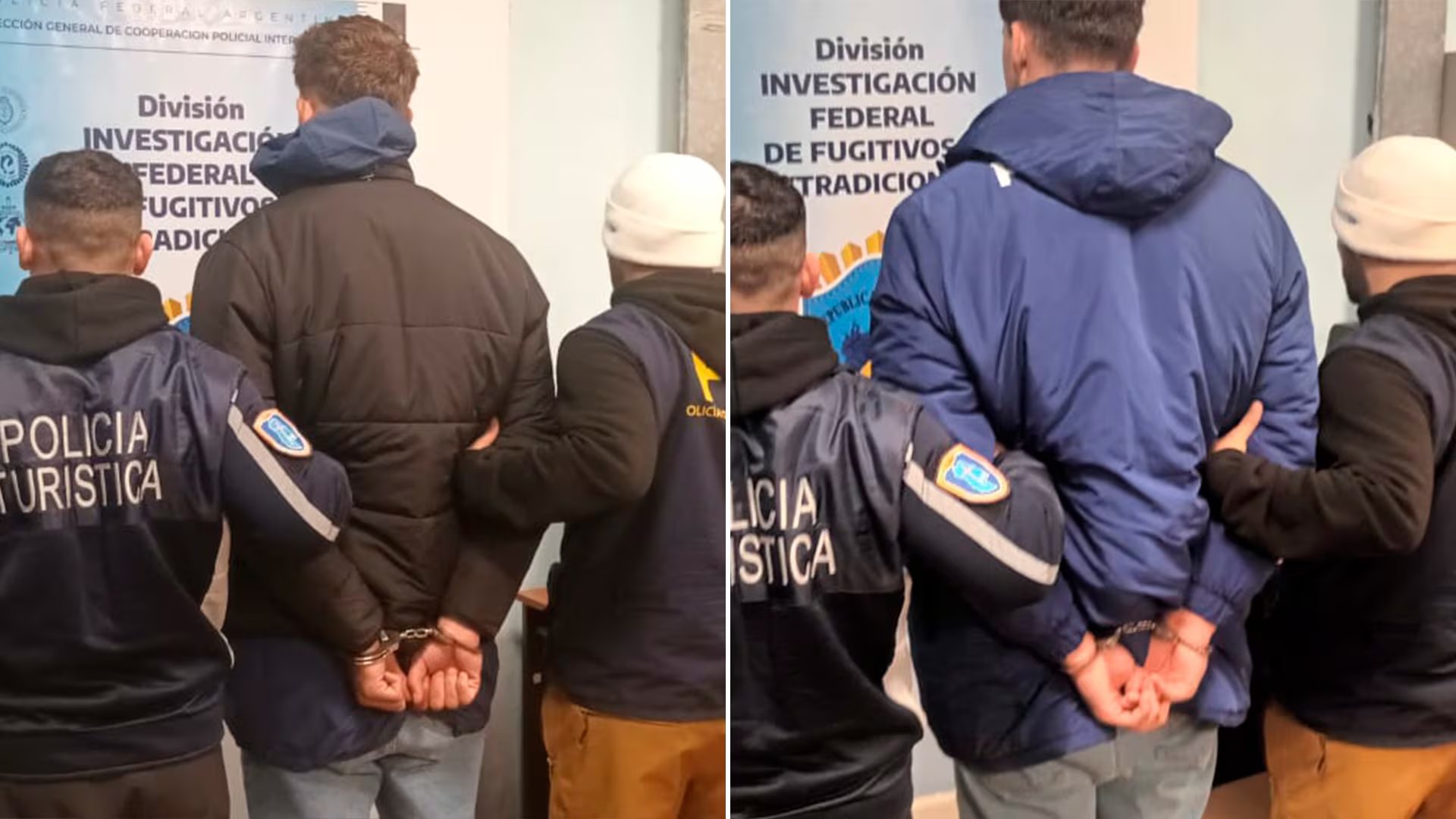Los acusados con las esposas puestas, antes de ser trasladados a Mendoza