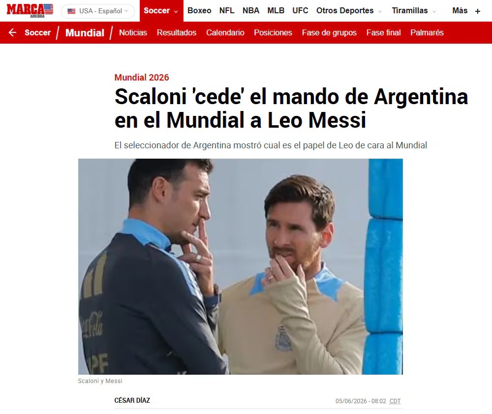 El título del artículo del Diario Marca de España que molestó a Lionel Scaloni