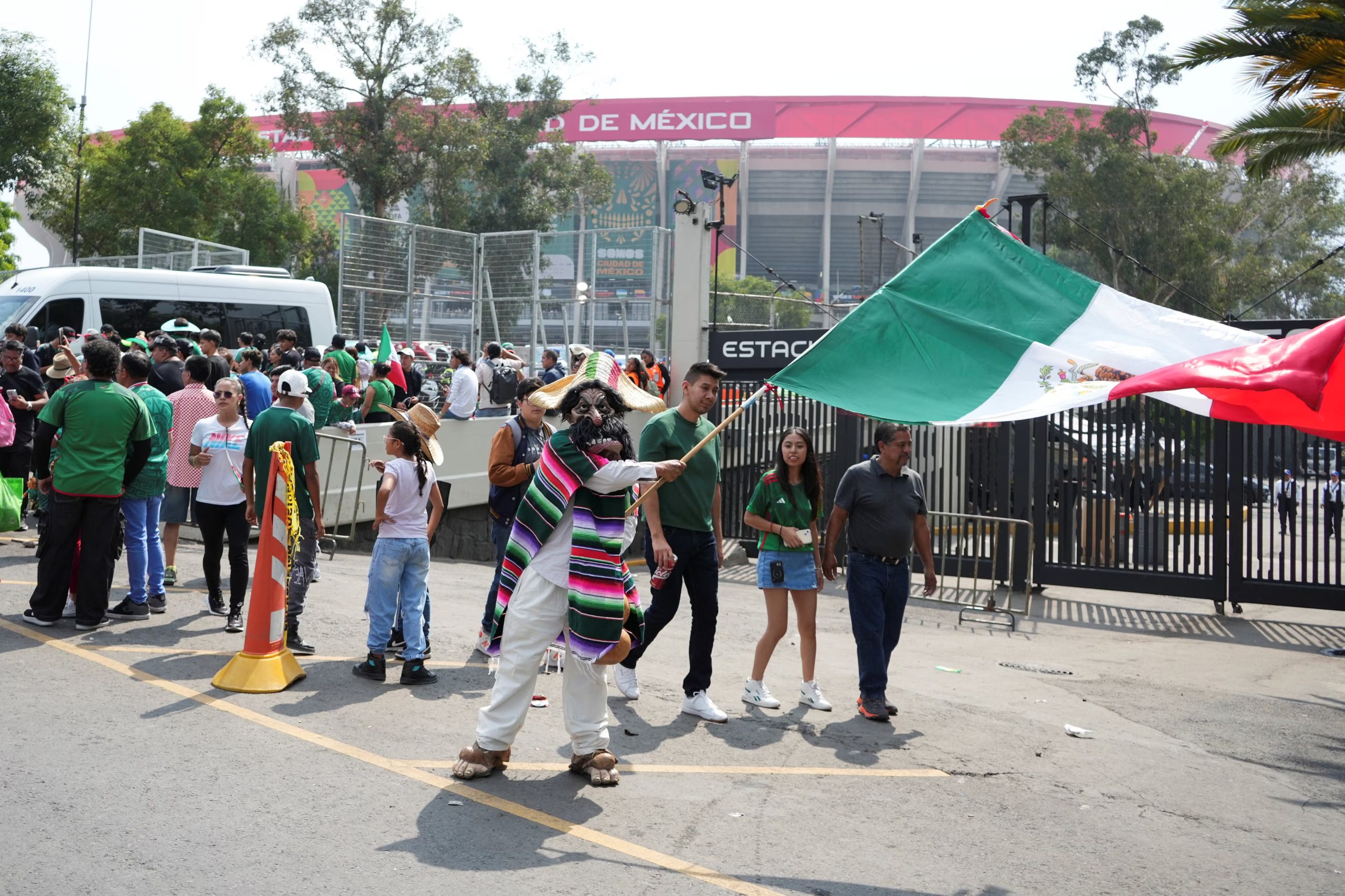 People celebrate Mexico's victory in the opening match of the 2026 FIFA World Cup, outside the Azteca Stadium, in Mexico City, Mexico, June 11, 2026. REUTERS/Fred Ramos
