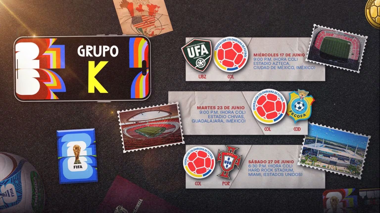 Estos son los tres partidos que jugará la selección Colombia en la Copa Mundial de la FIFA 2026 - crédito FCF