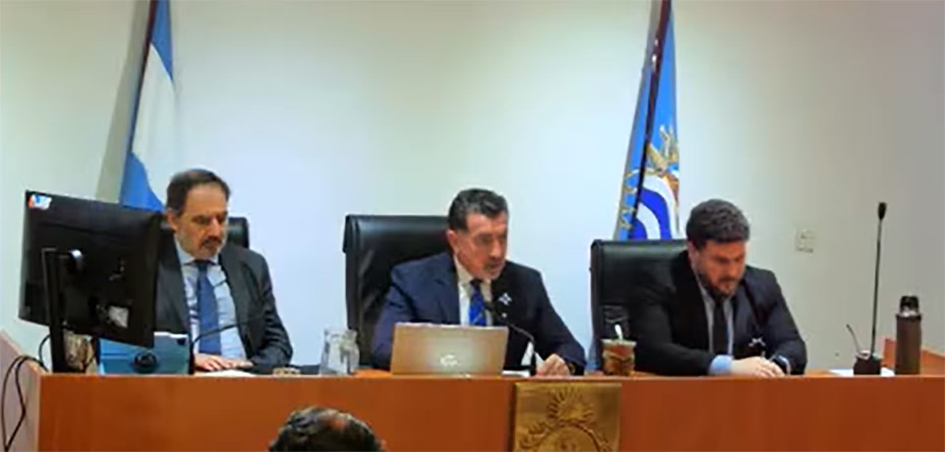 Los jueces a cargo del debate por el naufragio del submarino en noviembre de 2015: Luis Giménez, Mario Reynaldi y Enrique Baronetto