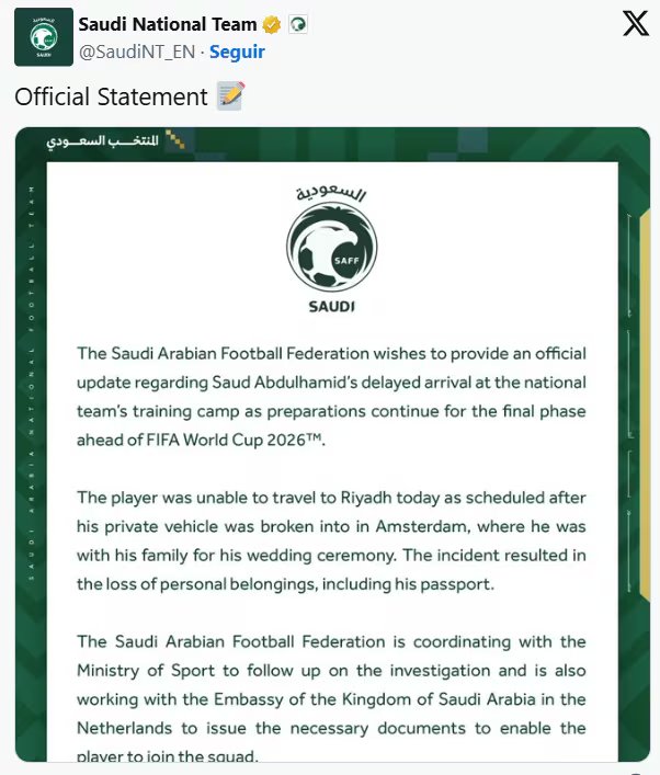 El comunicado de Arabia Saudí publicado en su cuenta de X