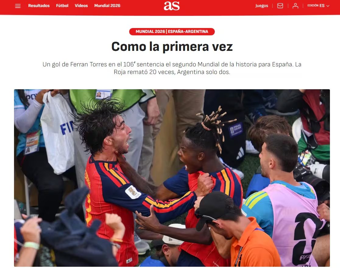 AS comparó la consagración con Sudáfrica 2010