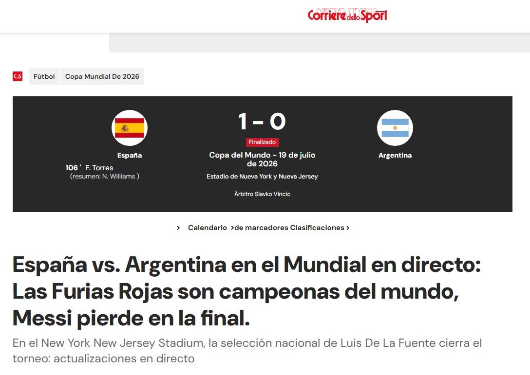 La reacción del portal italiano