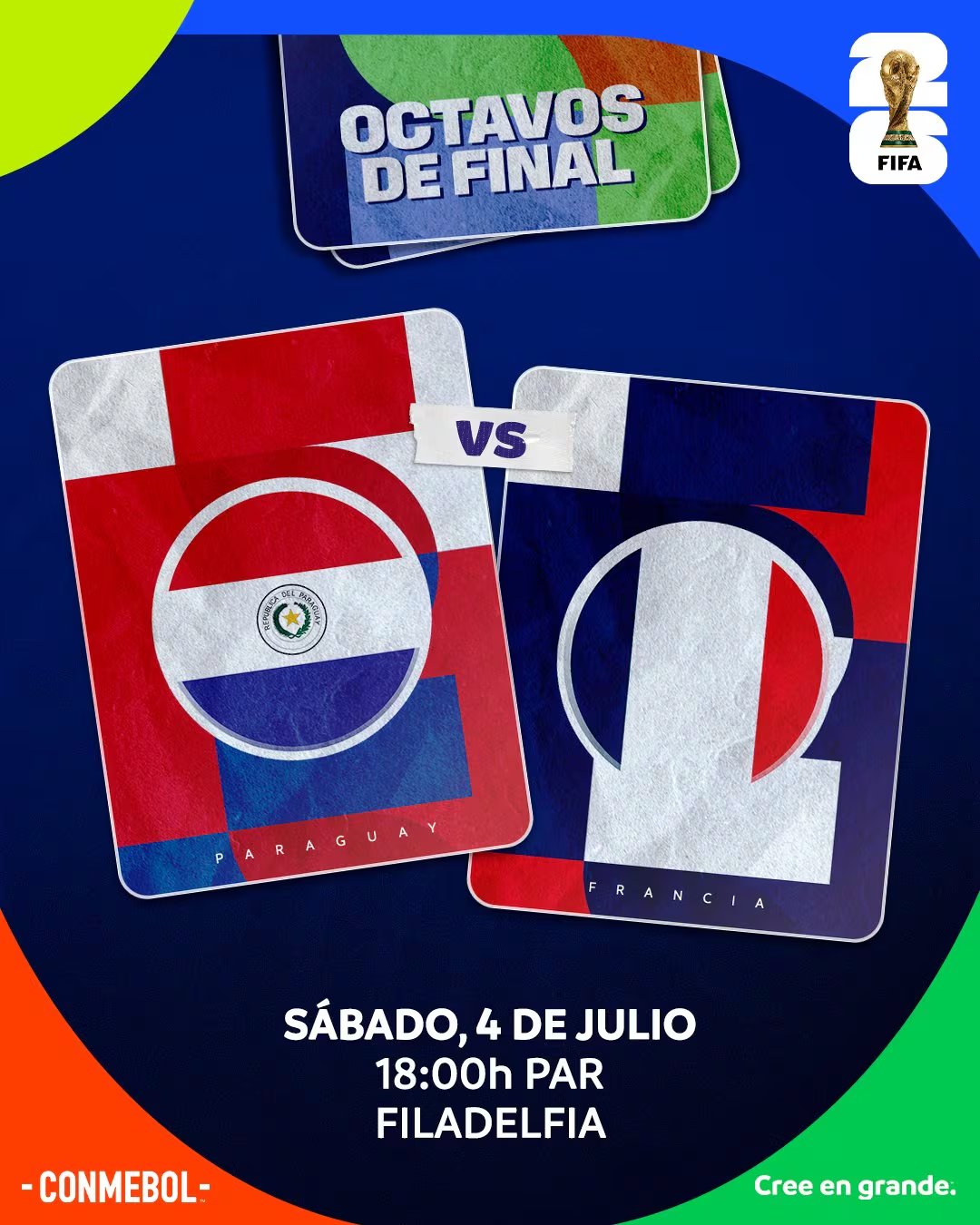 Paraguay se medirá con Francia por los octavos de final del Mundial 2026. (Conmebol)