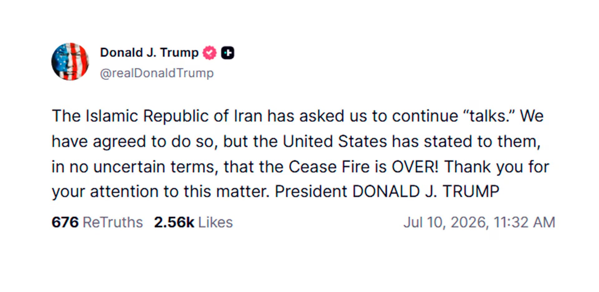 El mensaje de Donald Trump