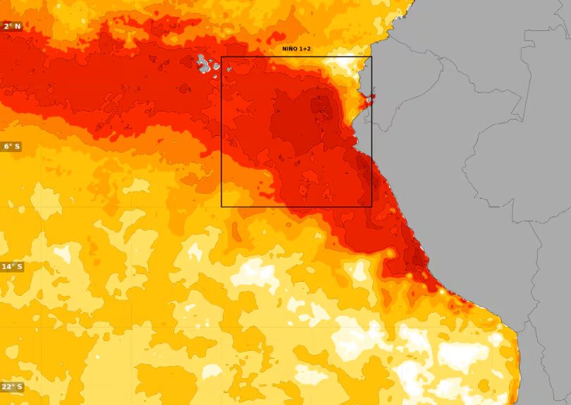 El ENFEN explicó que el desarrollo del fenómeno dependerá del comportamiento de las temperaturas del océano Pacífico, especialmente en la región Niño 1+2 - Créditos: Andina.