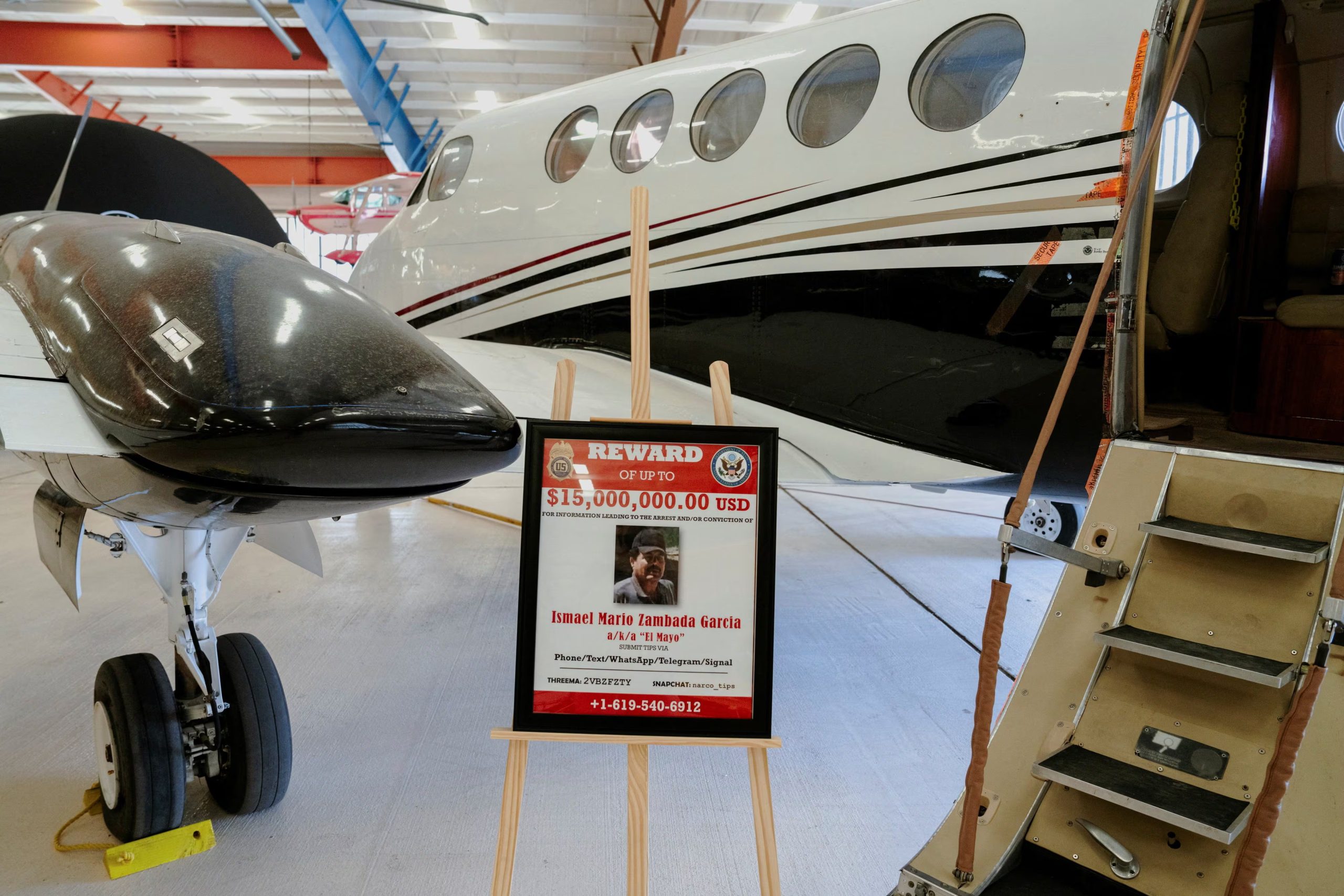 A reward sign for former Sinaloa Cartel leader Ismael