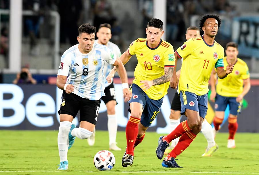 Fotografía del partido entre Argentina y Colombia, en acción por la fecha 16 de las Eliminatorias a la Copa Mundial de la Fifa Catar 2022. crédito -Cortesía FCF / Colprensa