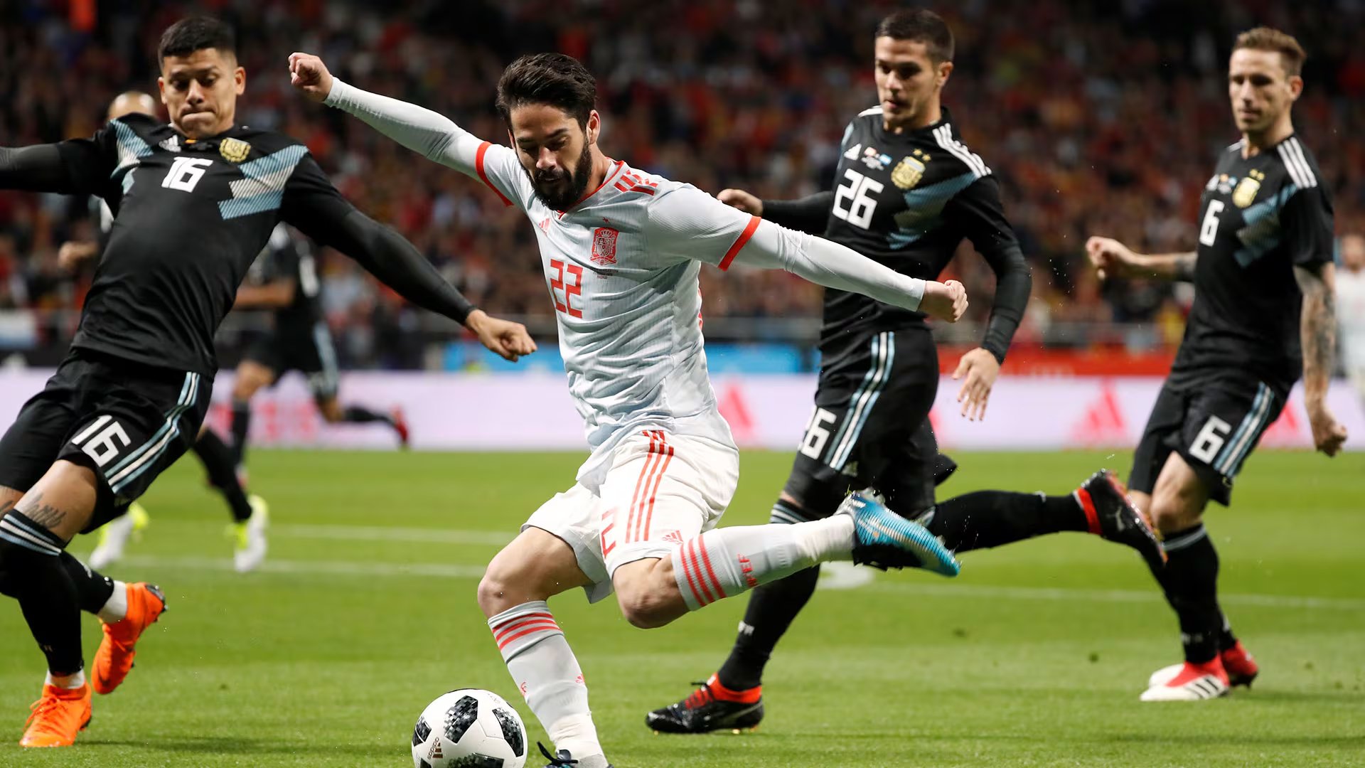 Isco, en el España-Argentina en el Metropolitano en 2018. (Reuters)