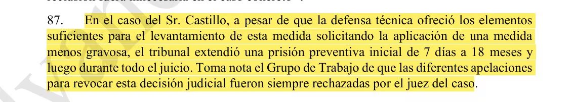 Grupo de trabajo dice que defensa de Pedro Castillo presentó elementos