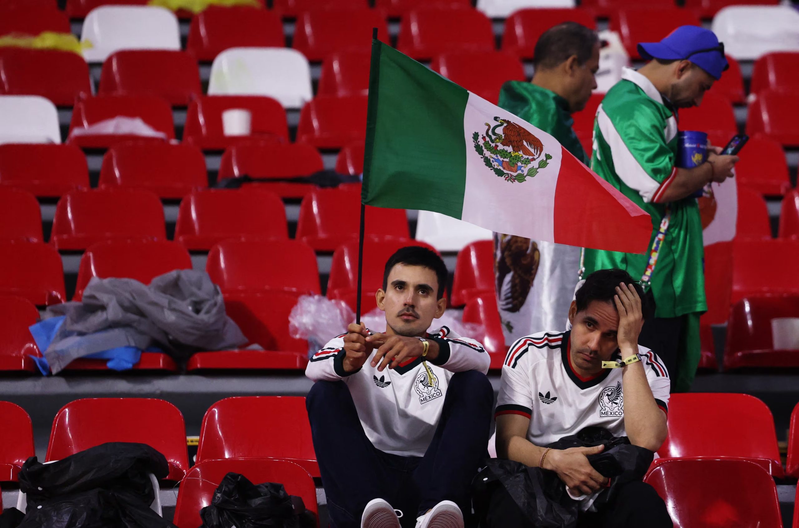 Soccer Football - FIFA World Cup 2026 - Round of 16 - Mexico v England - Estadio Azteca, Mexico City, Mexico - July 5, 2026 Mexico fans in the stands as they look dejected after the match REUTERS/Raquel Cunha