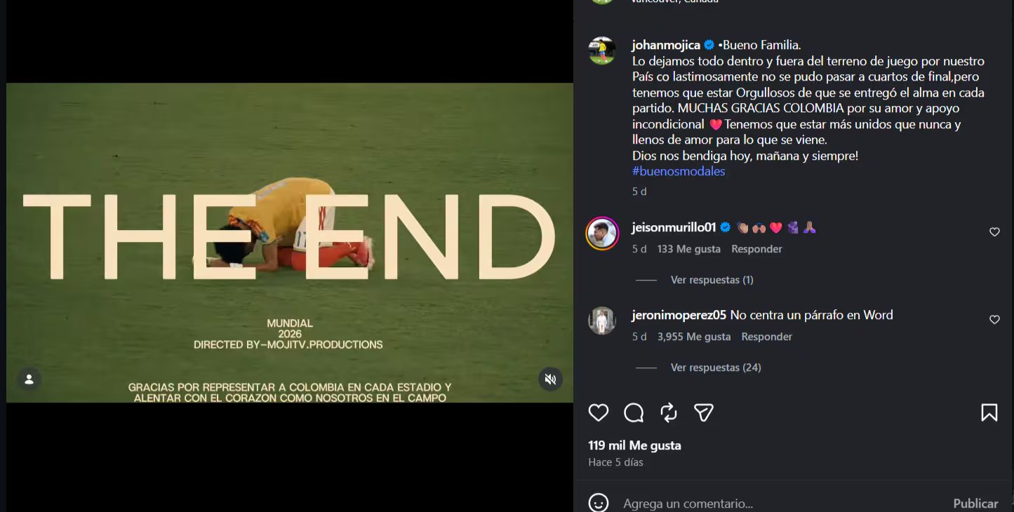 El defensor de Mallorca dejó un emotivo mensaje, agradeciendo el apoyo-crédito @johanmojica/Instagram