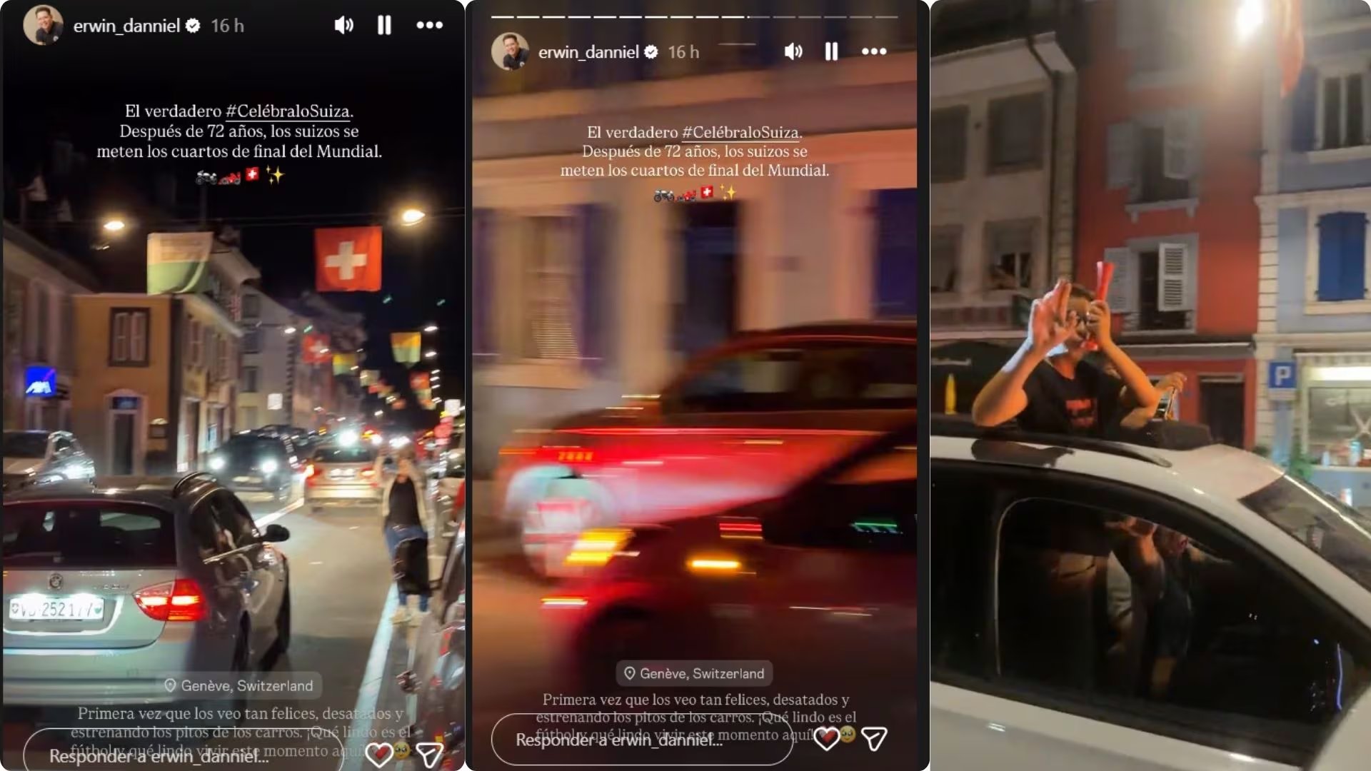 Según relató, por primera vez los suizos salieron a la calle a celebrar - crédito erwin_danniel / Instagram