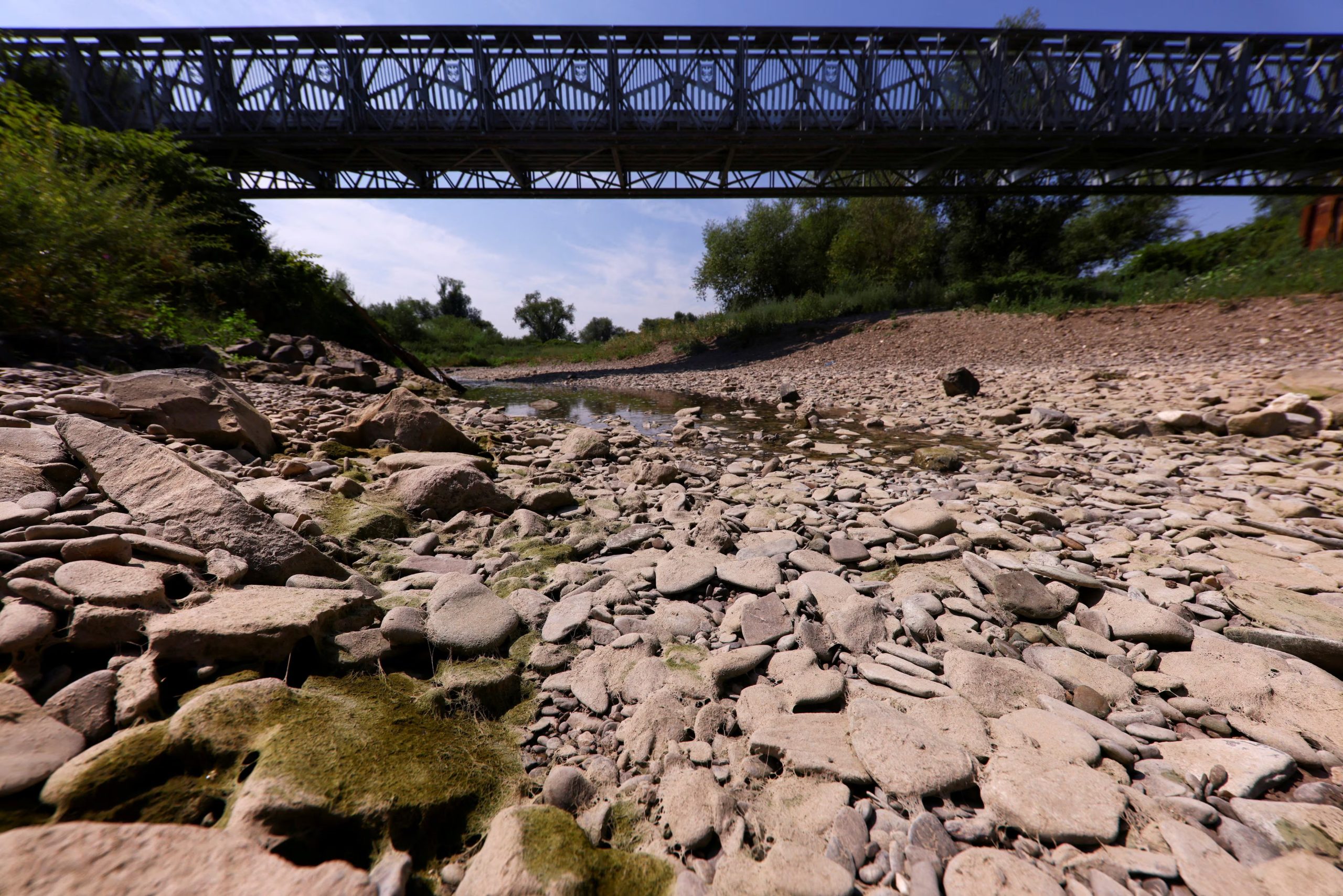 El lecho parcialmente seco del río Ahr, en su confluencia con el Rin, en Sinzig, Alemania (REUTERS/Thilo Schmuelgen/Foto de archivo)