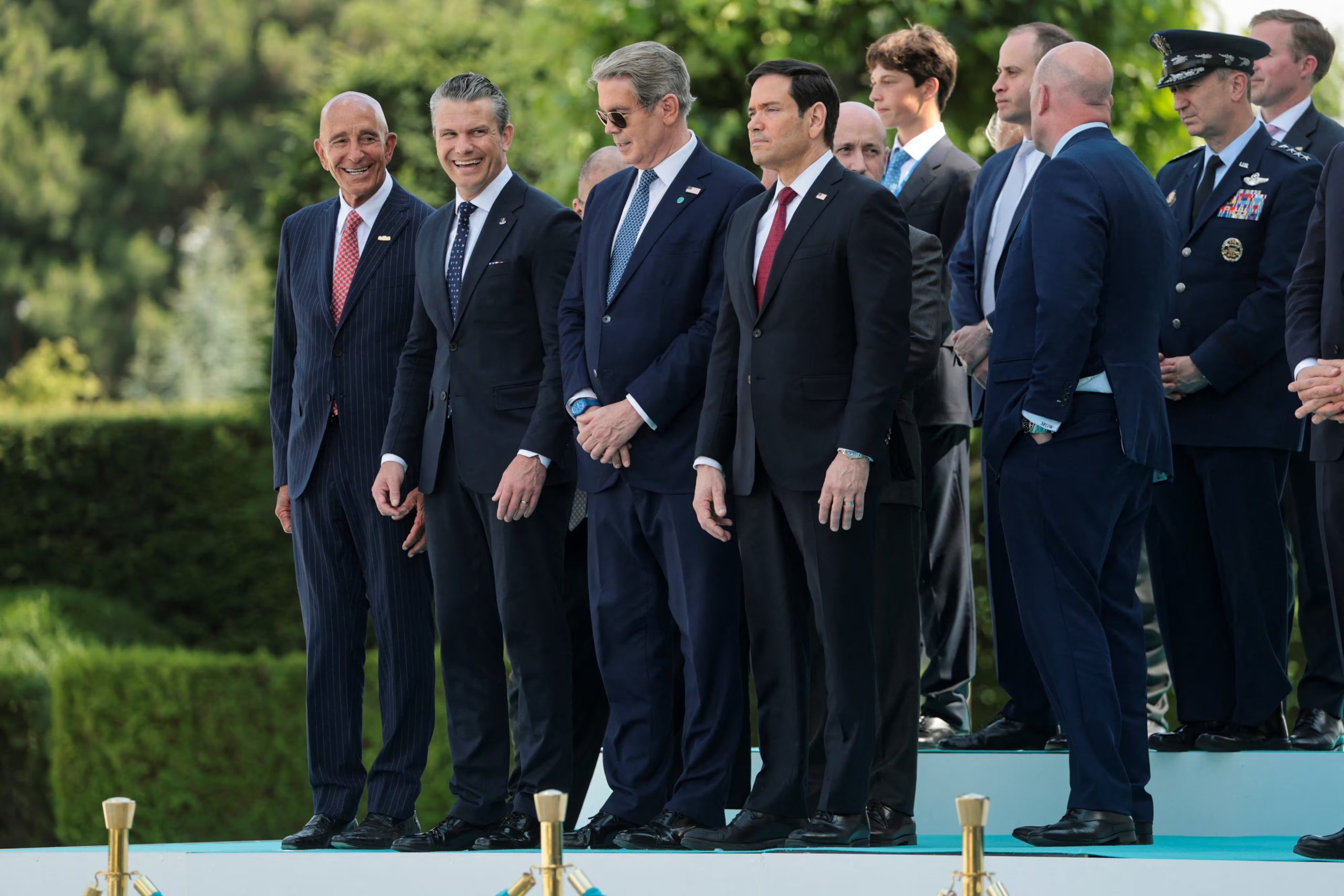 Pete Hegseth, Marco Rubio y Scott Bessent antes de la reunión que mantuvieron con Trump para analizar las represalias contra Irán, (Ankara, Turquía)