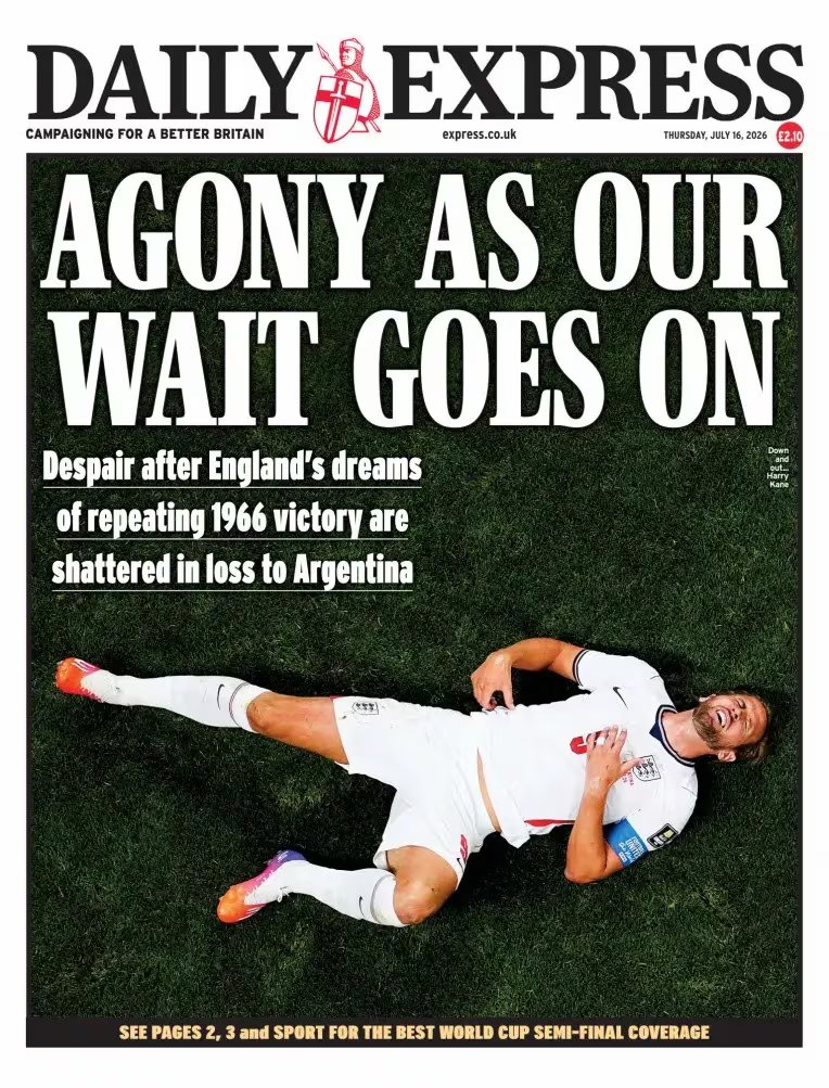 Las portadas de los diarios británicos tras la derrota ante Argentina