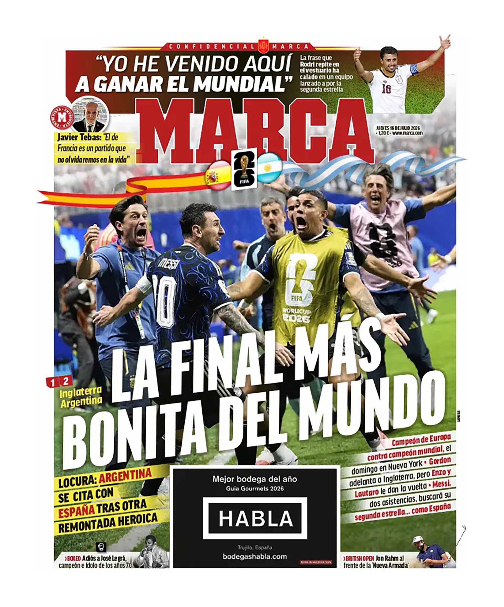Las tapas del mundo, sobre la victoria de Argentina ante Inglaterra