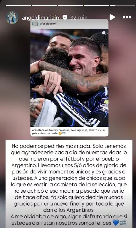 La carta de Ángel Di María (@angeldimaría)